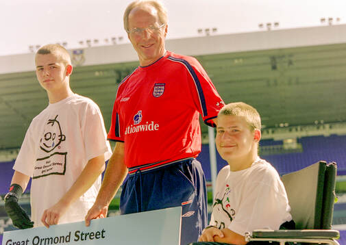 England manager Sven-Goran Eriksson with children