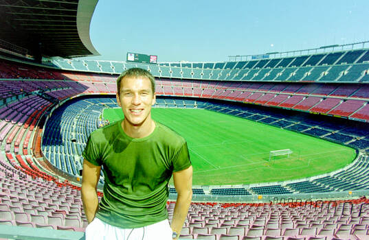 Patrik Andersson of Barcelona at Camp Nou stadium
