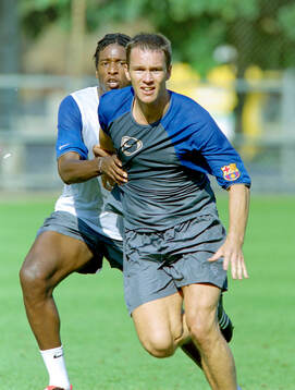 Patrik Andersson and Philippe Christanval of Barcelona