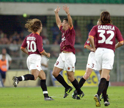 fotboll, italiensk, Walter Adrian Samuel, Roma, jubel