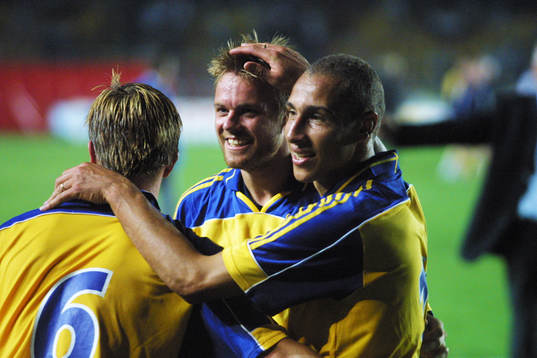 Tobias Linderoth, Mattias Jonson och Henrik Larsson,