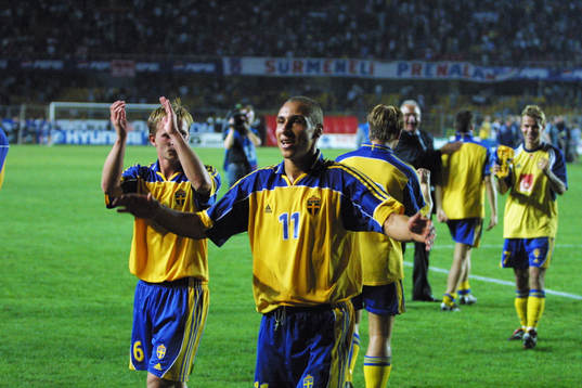 Tobias Linderoth och Henrik Larsson, Sverige jublar