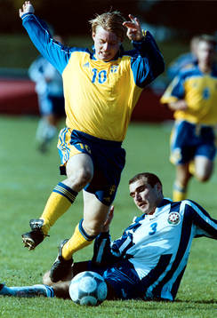 Fotboll, U21, Sverige - Azerbadjan. Fredrik Berglund