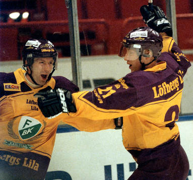 Peter Nordström och Jörgen Jönsson, Färjestad, jubel