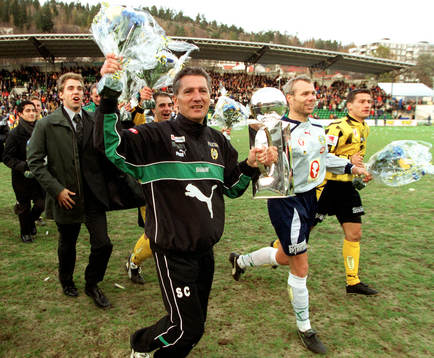 Sören Cratz och Lasse Eriksson, Hammarby. jublar