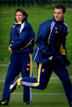 Fotboll, Sveriges träning. Yksel Osmanovski och Zlatan