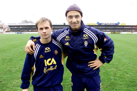 Fotboll, U21, Tobias Linderoth och Zlatan Ibrahimovic