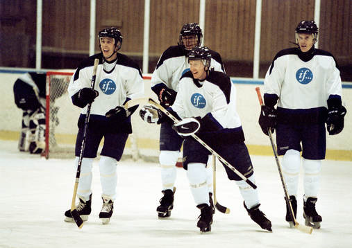 Mikael Tillström, Jonas Björkman och Thomas Enqvist, jubel
