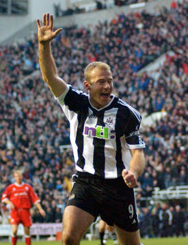 Fotboll, engelsk,  Alan Shearer, Newcastle, jubel