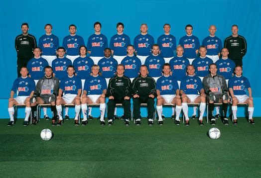 Bakre raden fr v; Hans Bartholdsson, massör, Daniel