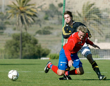 Fotboll La Manga,Helsingborgs IF - AIK . Mats Rubarth och