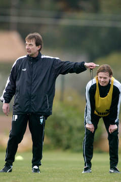 Tom Prahl, tränare och Andreas Yngvesson, Malmö FF