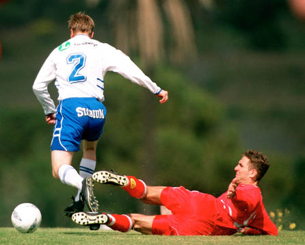 Fotboll, La Manga, Norrköping - Brann. Tackling