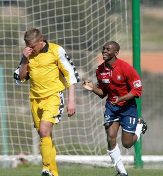 Fotboll La Manga, Örgryte,  Christian Hemberg, jubel