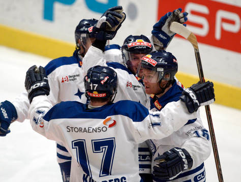 Leksand jubel effter Jens Nielsens 0-1 mål