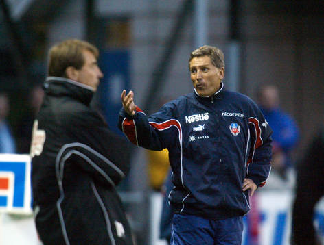 Sören Cratz, tränare Helsingborg och Tom Prahl, tränare