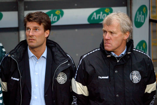 Fotboll, landskamp, Michael Laudrup och Morten Olsen,