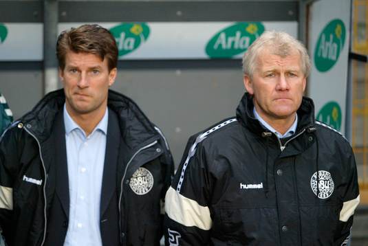 Fotboll, landskamp, Michael Laudrup och Morten Olsen,