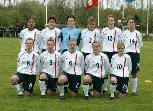England. Övre fr.v: Alex Scott, Jessica Wright, Toni-Anne