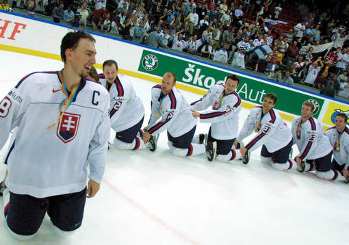 Slovakien världsmästare. De slovakiska spelarna firade
