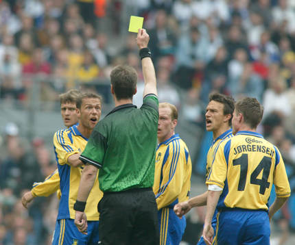 Krister Nordin, Bröndby, varning, gult kort