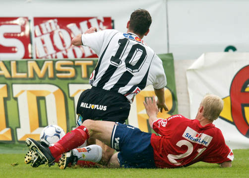 Danijel Milovanovic, Landskrona dras ner av Johan Anegrund,