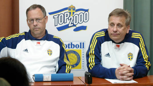 Lars Lagerbäck och Tommy Söderberg, förbundskapten