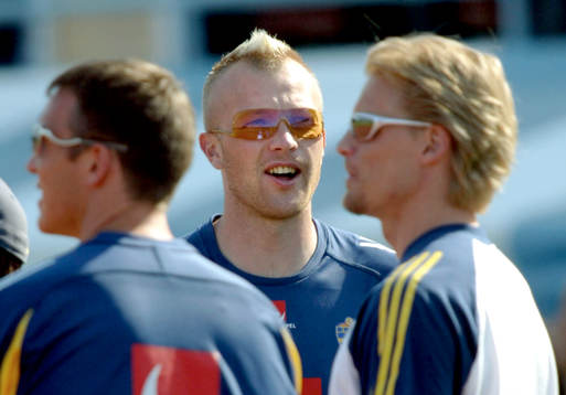 Patrik Andersson, Magnus Hedman och Johan Mjällby, Sverige