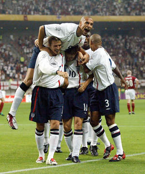 Fotboll, VM, England - Danmark.Michael Owen, England och
