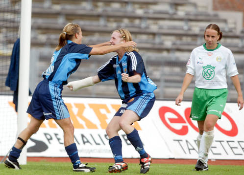 Elin Flyborg och Sara Johansson, Djurgården, jublar, jubel