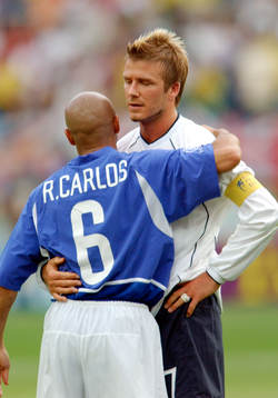 England är utslagna av Brasilien. David Beckham, England