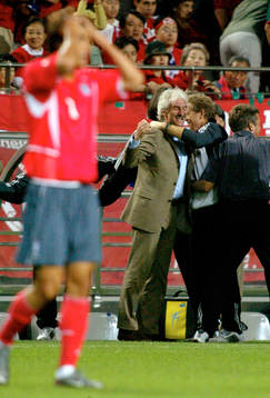 Sydkorea (Korea) deppar och Tyskland, med Rudi Völler i