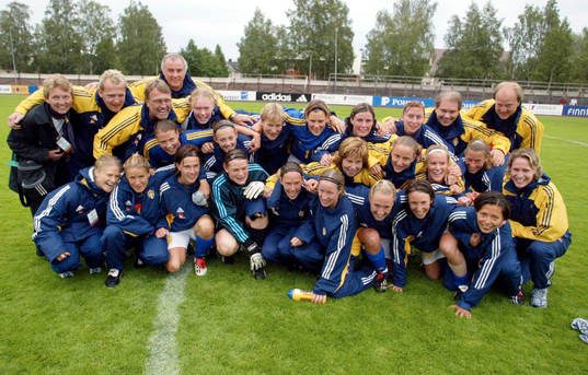 Sveriges damer klara för VM i Kina 2003. Lagbild