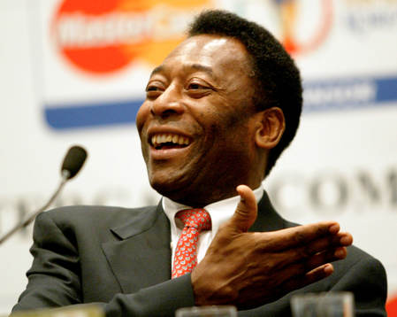 Världslaget presenteras. På bilden är Pelé