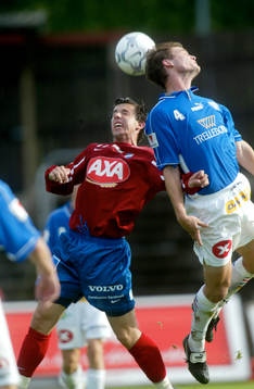 Dennis Velic, Öster och Ola Larsson, Trelleborg. Nickduell