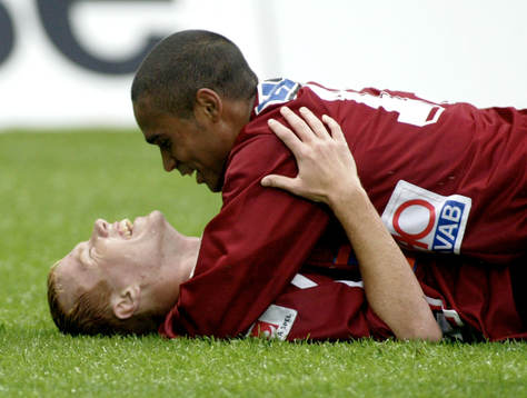 Alexander Farnerud och Daniel Nannskog, jubel, Landskrona