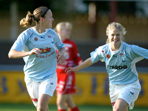 Therese Sjögran och Frida Nordin, Malmö FF, jublar, jubel