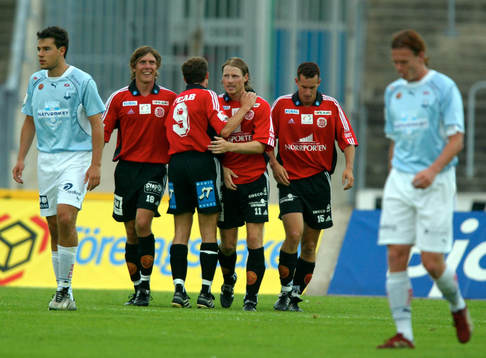 Fotboll, Allsvenskan,  Malmö - Sundsvall, Sundsvall jublar