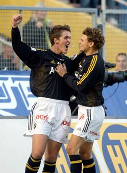 AIK jubel, Per Nilsson 1-0 och Daniel Hoch 2-0