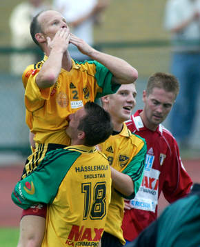 Christian Karlsson, måljublar, slängkyss, jubel