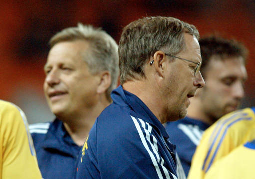 Lars Lagerbäck och Tommy Söderberg, förbundskapten