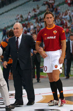 Franco Sensi, president och Totti, Roma