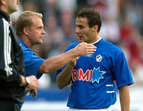 Jonas Thern, tränare och Sharbel Touma,  Halmstad