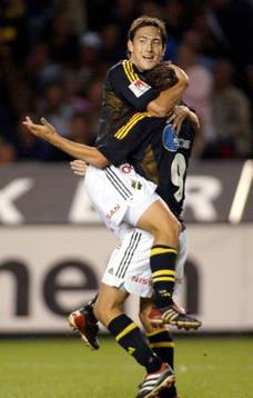 Daniel Hoch, och Stefan Ishizaki, jubel, AIK