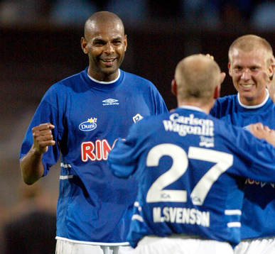 Pascal  Simpson och Magnus Svensson, Halmstad,  är glada