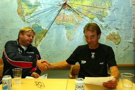 Peter Swärdh, tränare Helsingborg och Tom Prahl, tränare