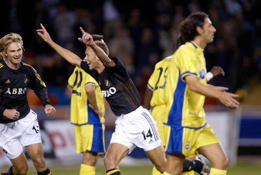 Krister Nordin och Andreas Andersson, AIK jublar, jubel