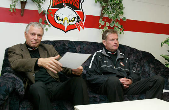 Conny Evensson, tränare, Frölunda och Per Bäckman,