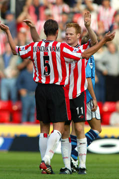 Claus Lundekvam och Michael Svensson, Southampton jubel,