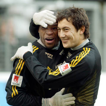 Samuel Ayorinde och Stefan Ishizaki, AIK, jubel AIK